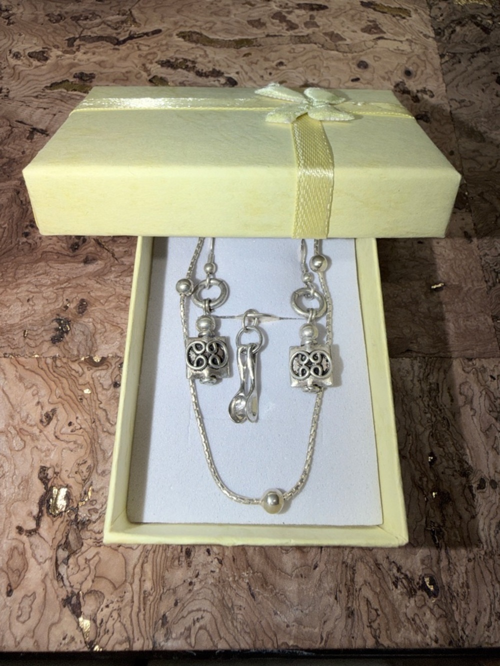 Sterling Silver Set Infinity/Spoons Pendant Necklace, Bracelet, & Earrings 🔥